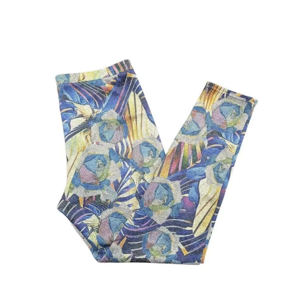 Sophia A  Leggings Boho Floral Blue Women's Large